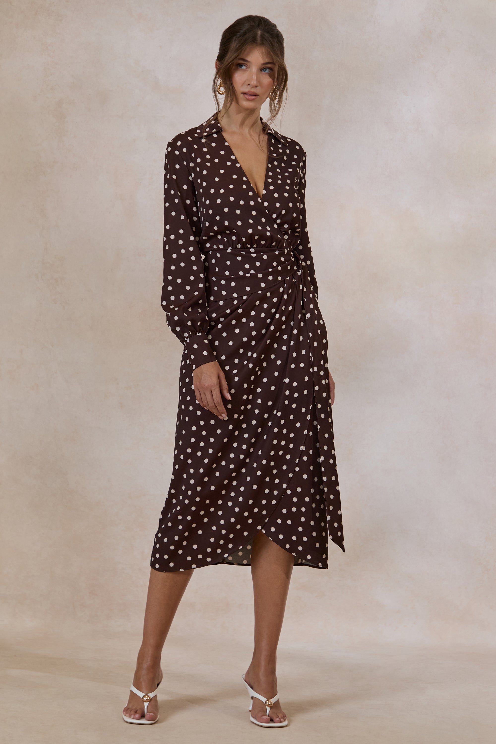 ECM_HR_CL137938031 - Amarosia _ Brown Polka-Dot Wrap Shirt Midi-Dress 1.jpg