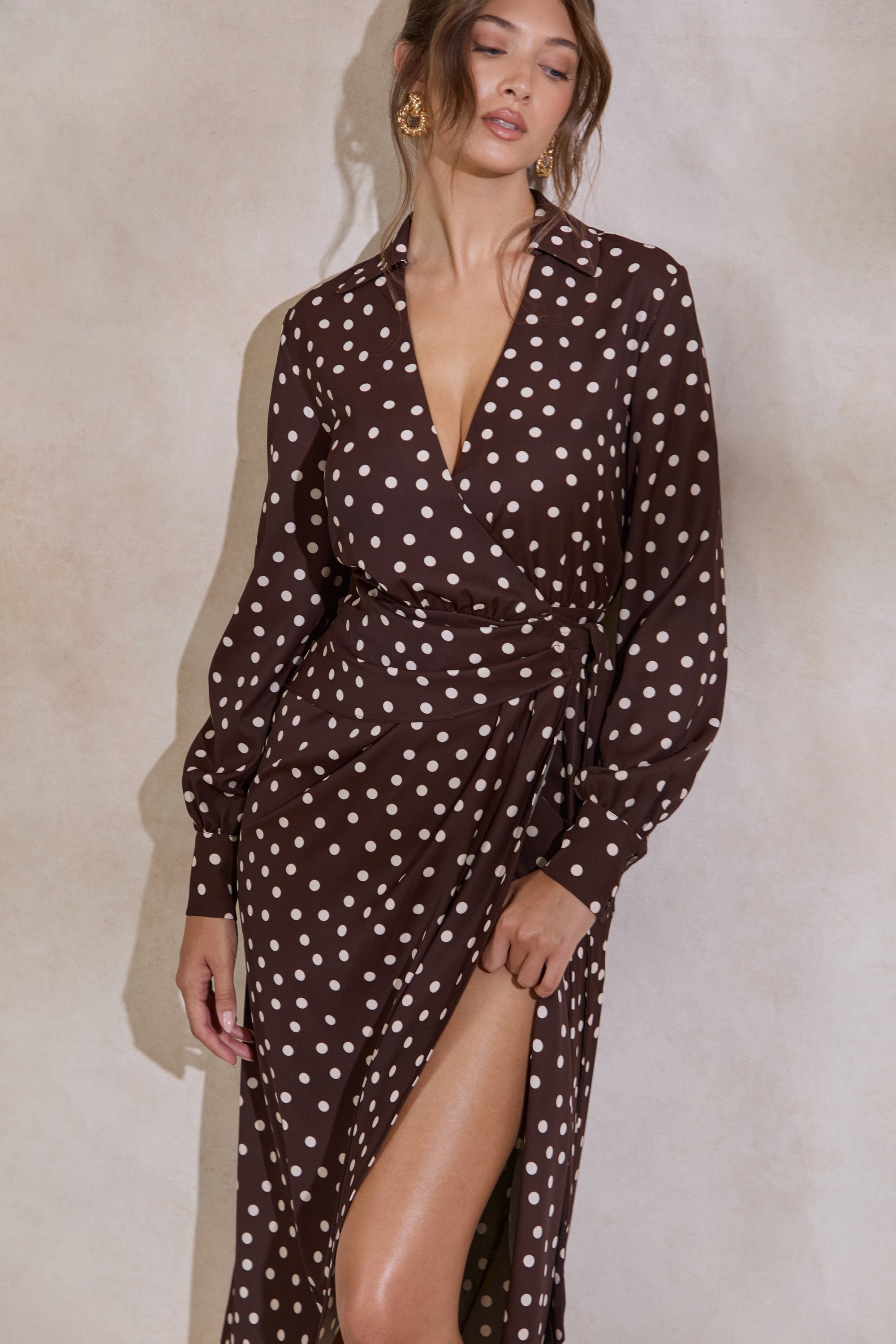 ECM_HR_CL137938031 - Amarosia _ Brown Polka-Dot Wrap Shirt Midi-Dress 4.jpg