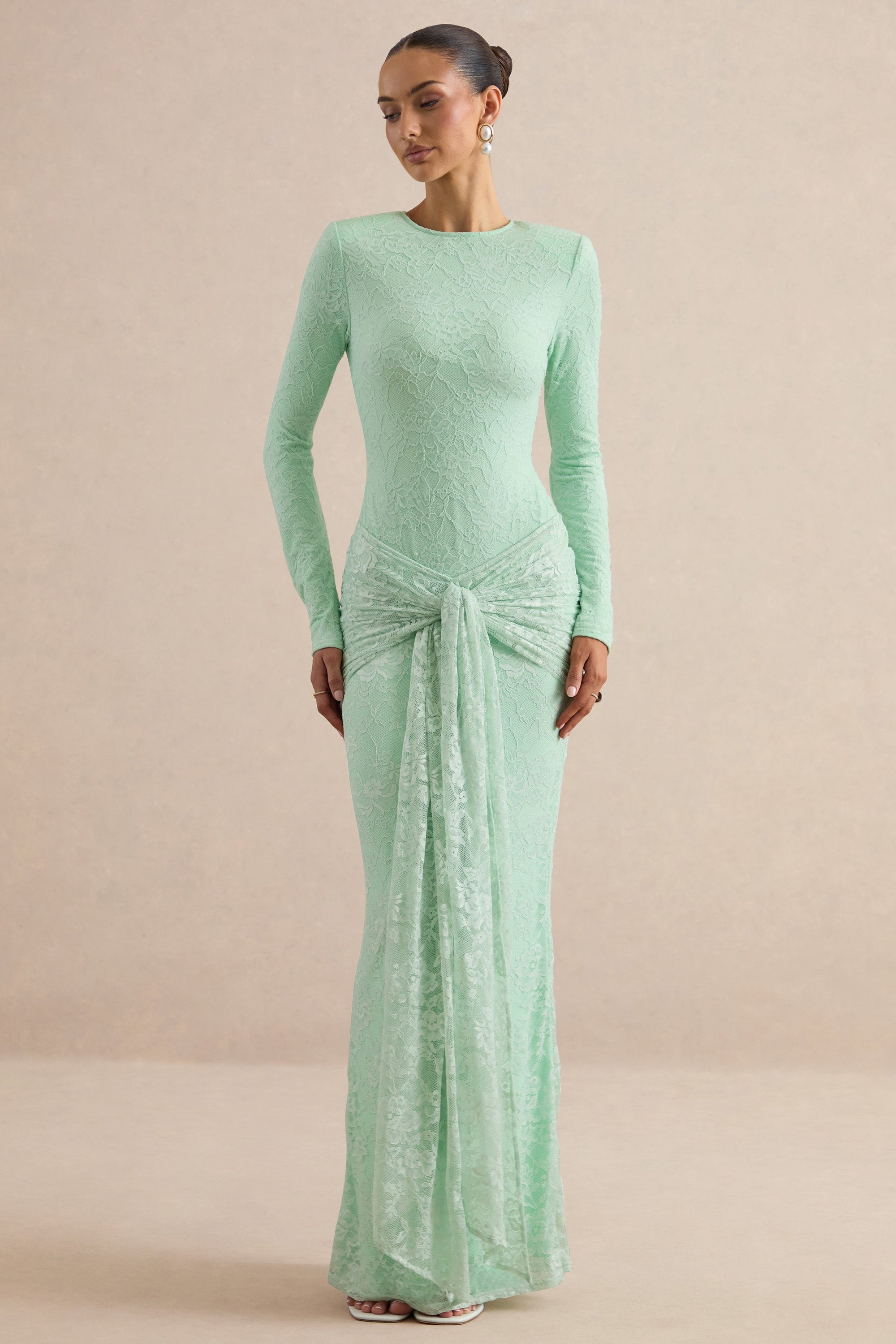 CL13796703206_CL137967032_-_Neriva_Mint_Lace_Maxi_Skirt_With_Gathered_Detailing_And_Sash_0