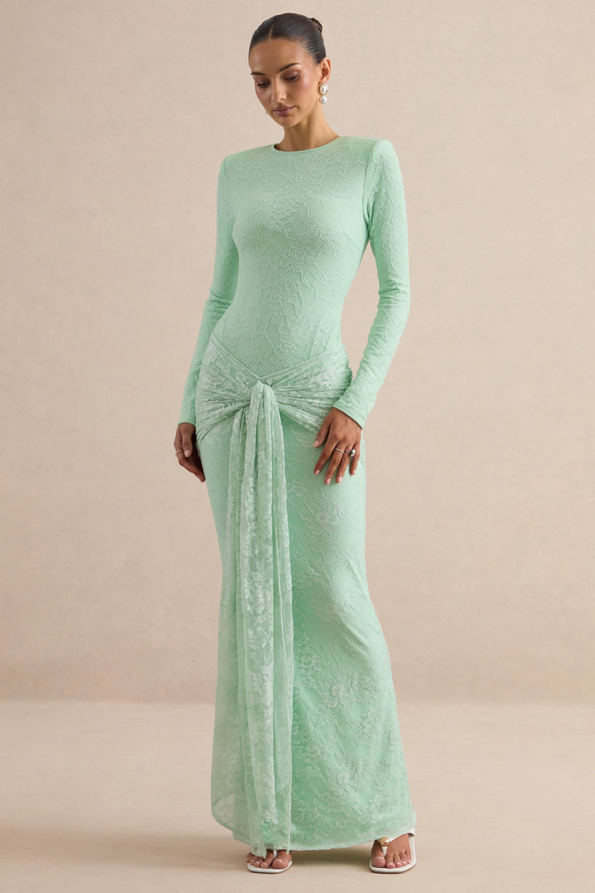 CL13796703206_CL137967032_-_Neriva_Mint_Lace_Maxi_Skirt_With_Gathered_Detailing_And_Sash_2