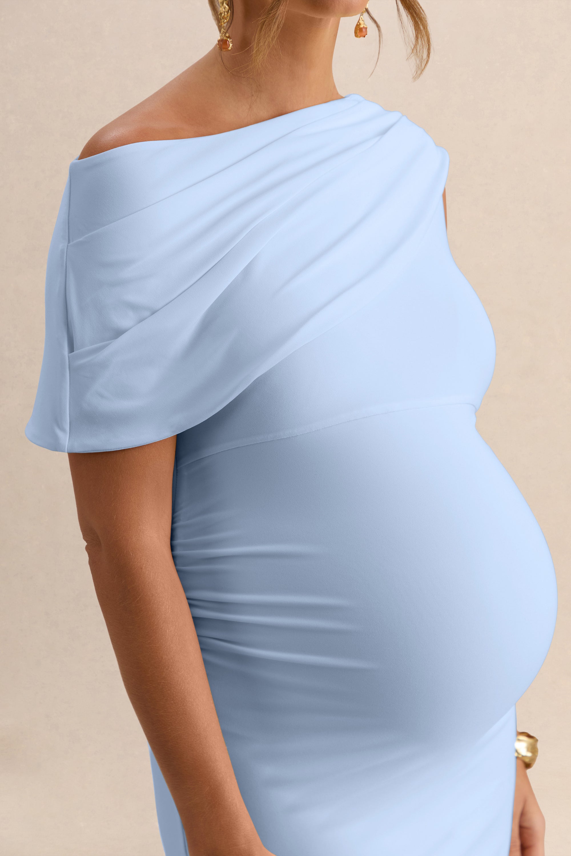 ECM_HR_CL138106013  - Braelyn Powder Blue Asymmetric-Neck Maternity Midi Dress With Gathered Detailing And Sash 3.jpg