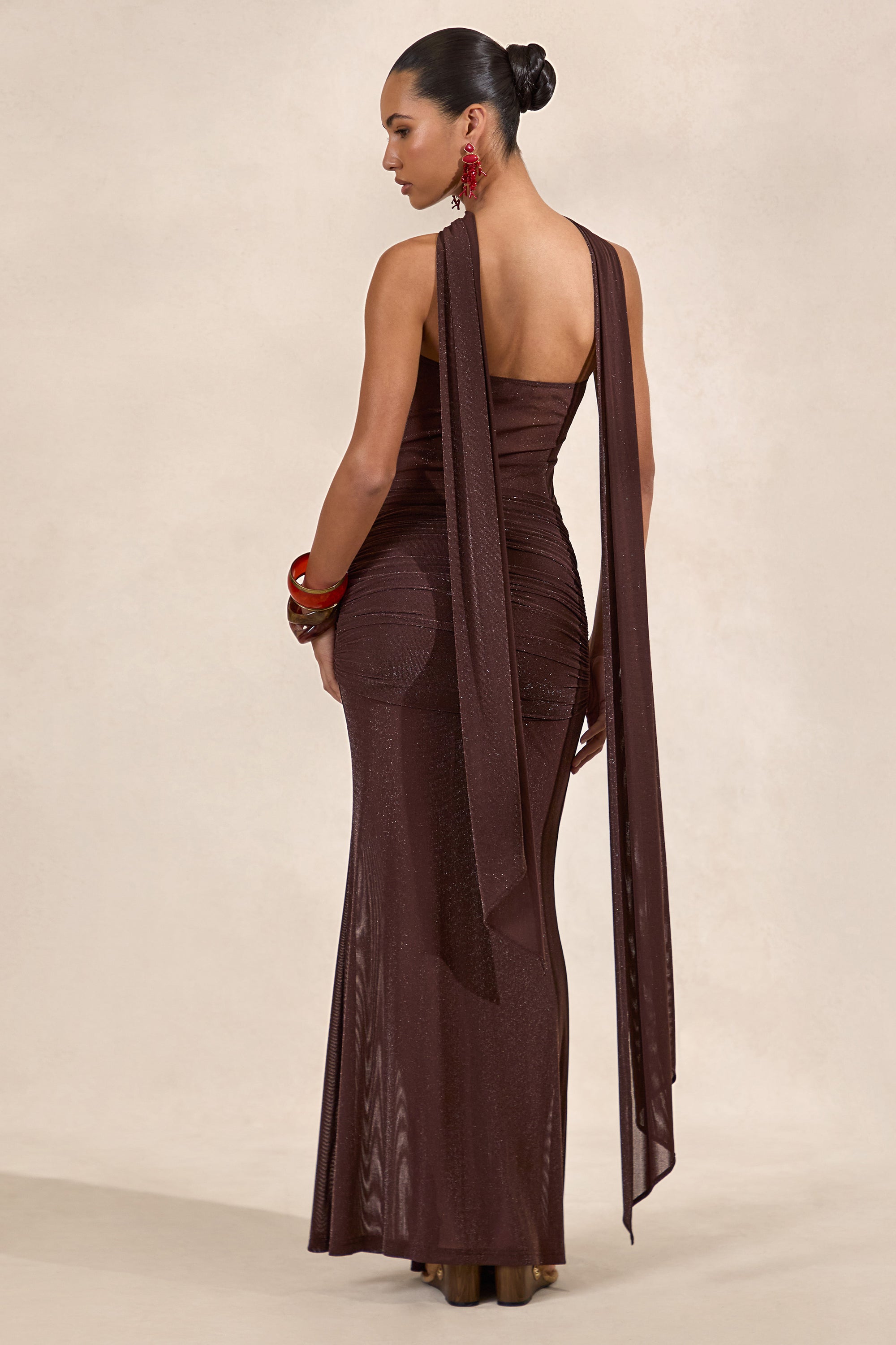 CL138119021 - Ursa _ Brown Bandeau-Neck Maxi Dress With Scarf Detail And Gathered Detailing7.jpg