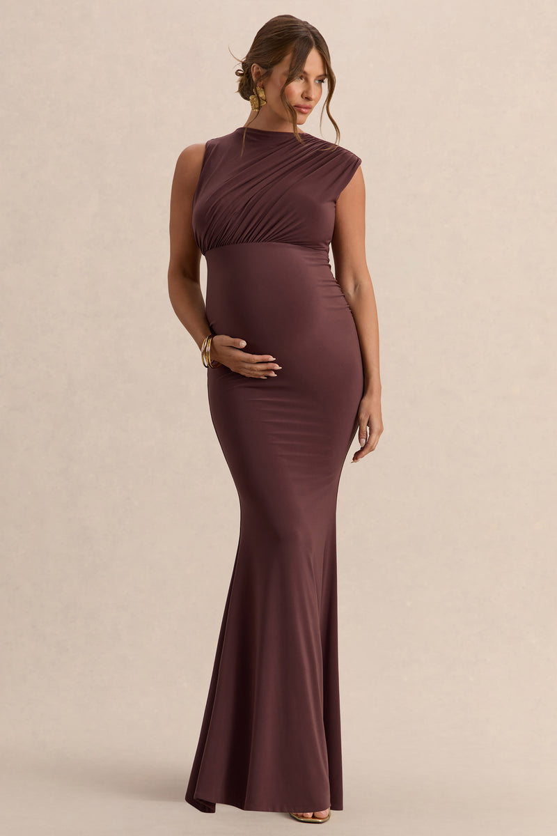 ECM_HR_CL138193022----Osanna-Dark-Brown-Wide-Neck-Maternity-Maxi-Dress-With-Ruched-Detailing-1.jpg