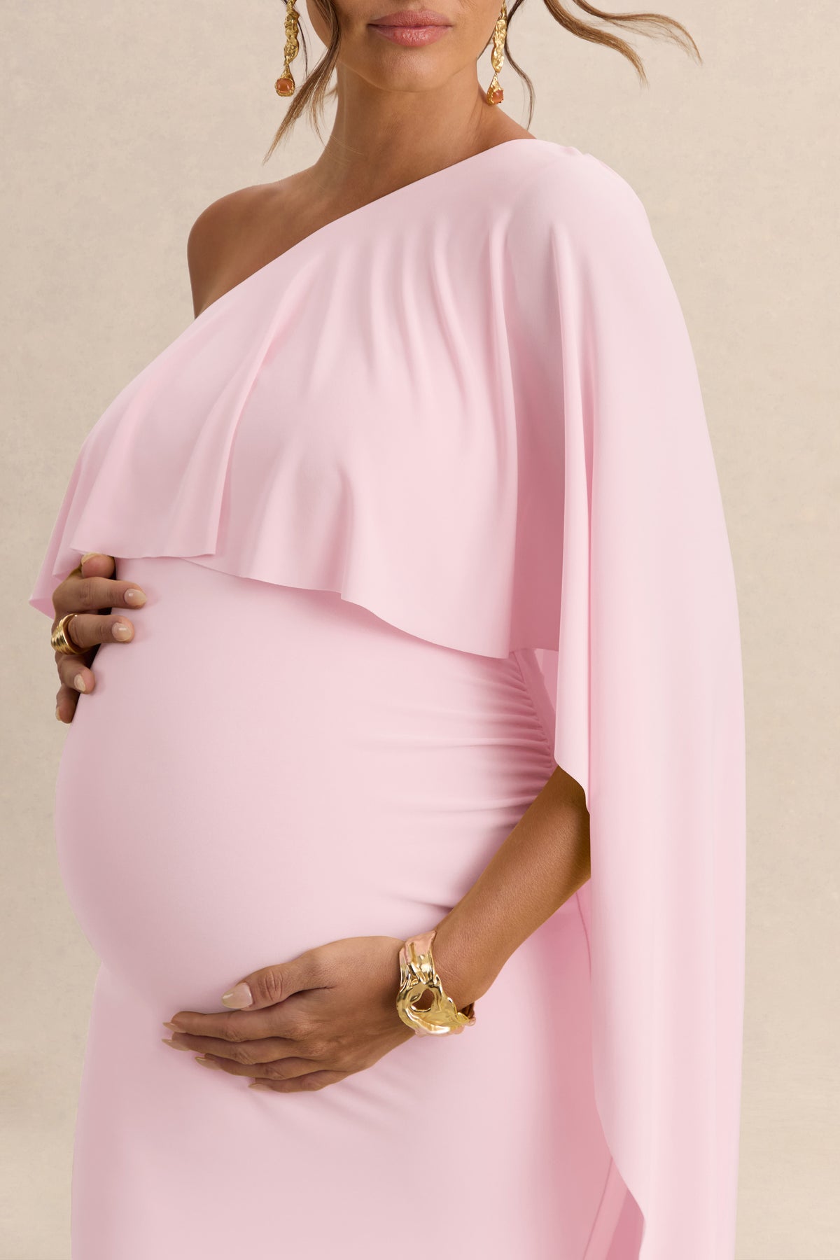 ECM_HR_CL138233081 - Cicely _ Light Pink Asymmetric-Neck Maternity Maxi Dress With Cape Sleeve 4.jpg