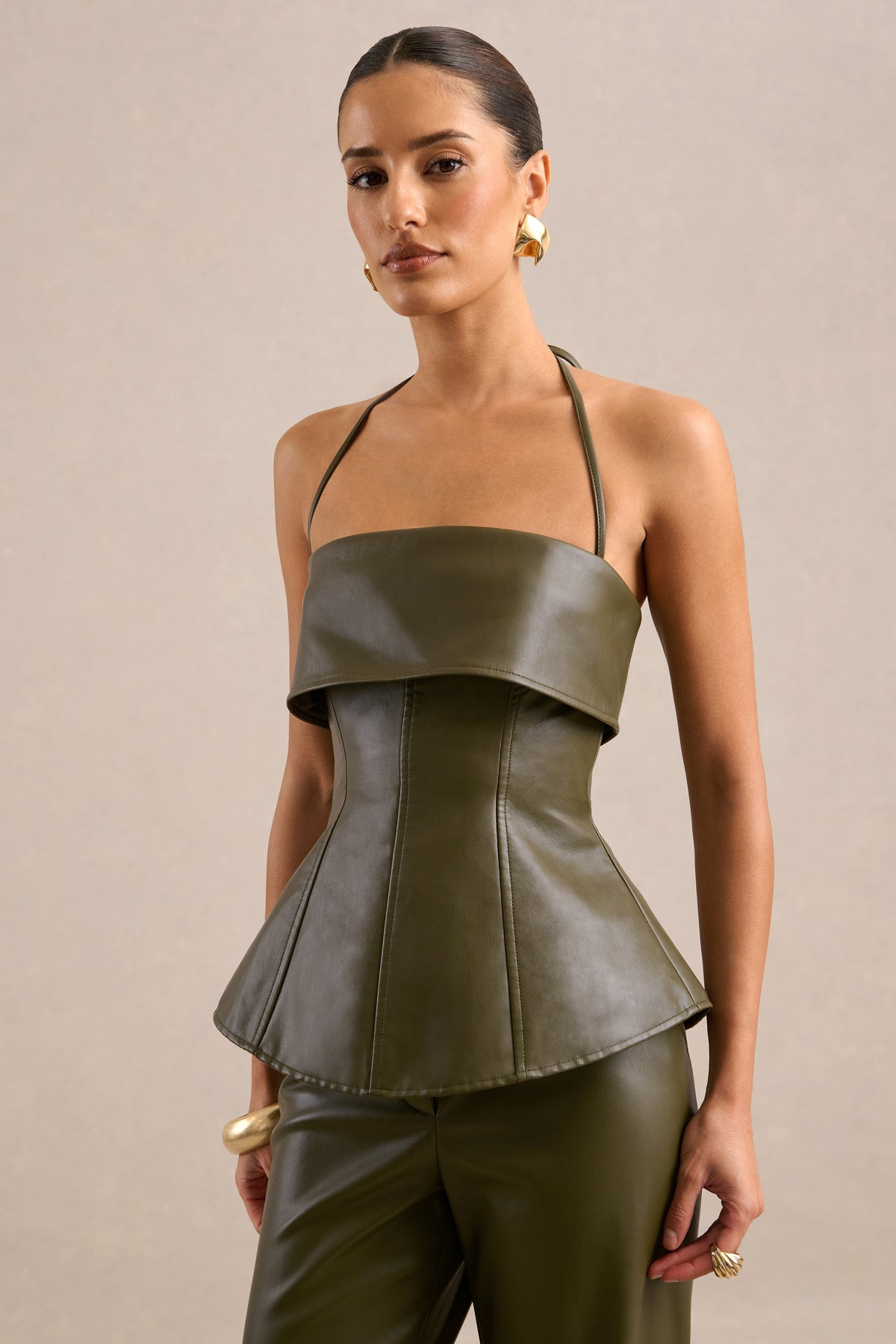 CL138273035 - Gaelina - Khaki Halter-Neck Tailored Top3.jpg