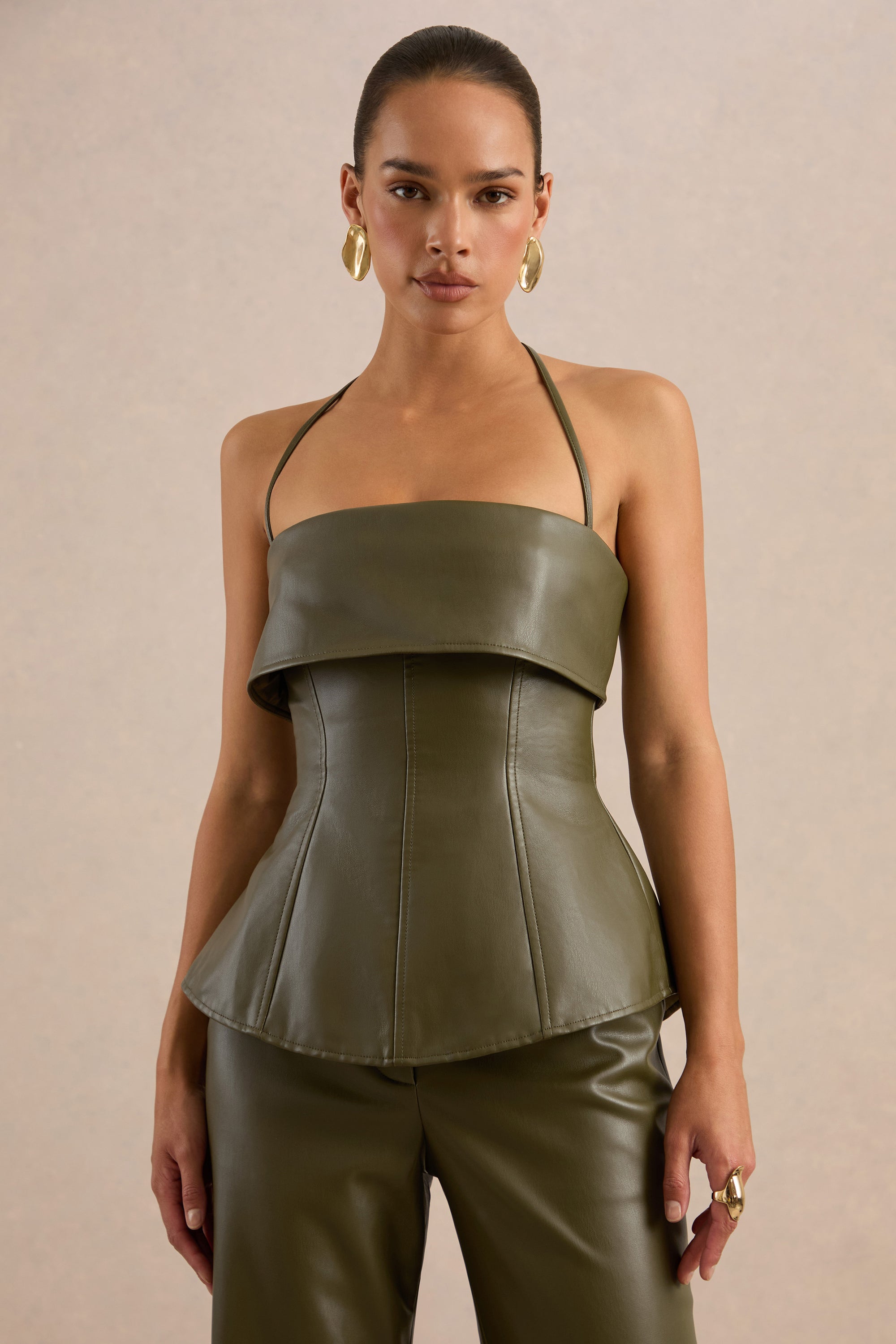 CL138273035 - Gaelina Khaki Halter-Neck Tailored Top4.jpg