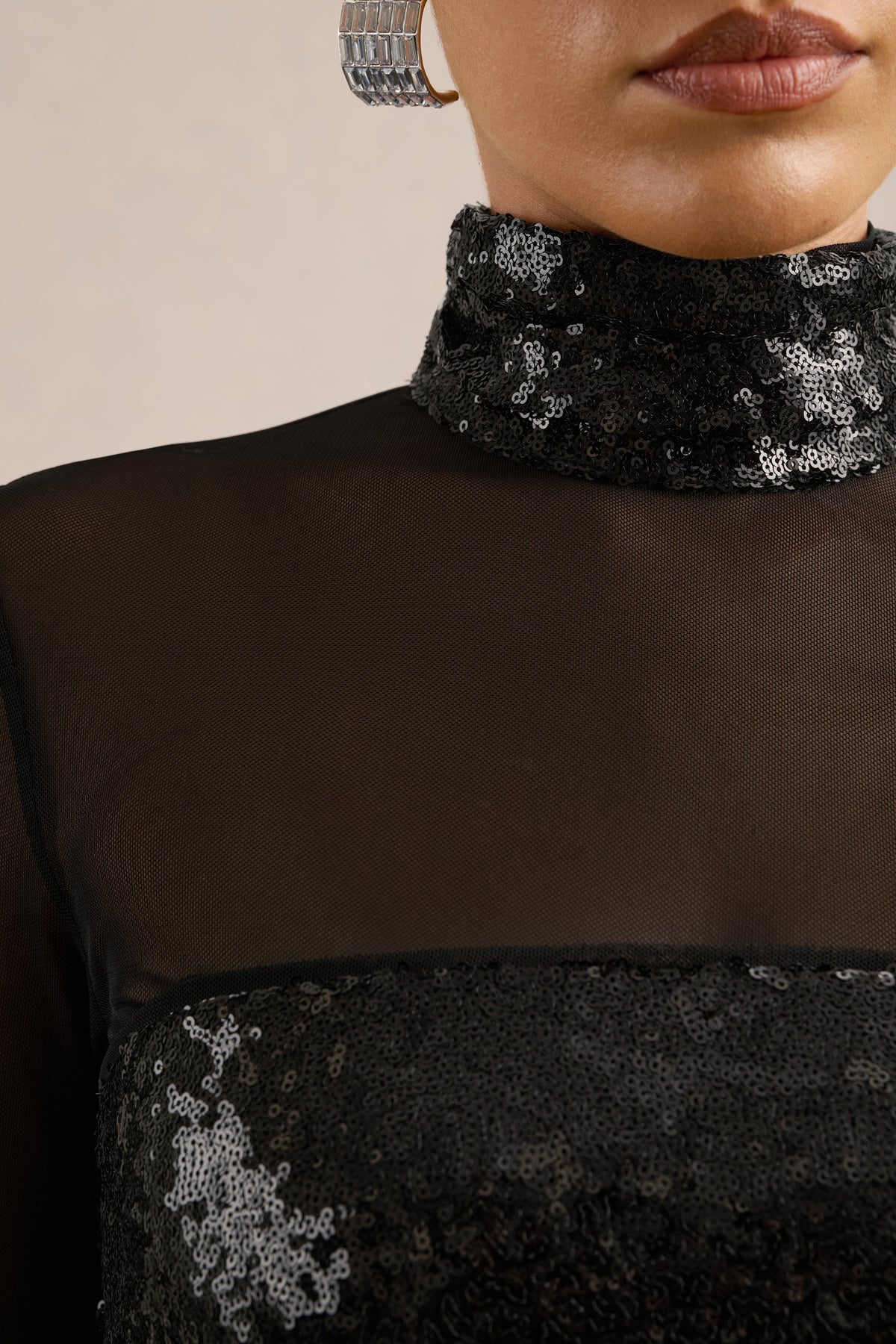 ECM_HR_CL138299001 - Emory _ Black Sequin High-Neck Midi Dress With Draped Detailing4.jpg