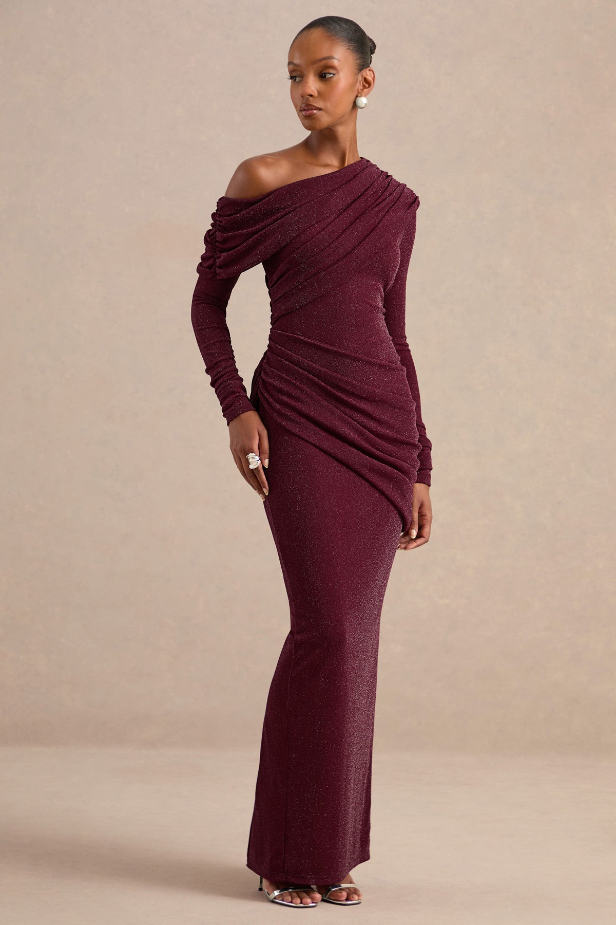 CL13837410206_ECM_HR_CL138374102_Annemarie_Burgundy_Mesh_Asymmetric-Neck_Maxi_Dress_With_Draped_Detailing_19