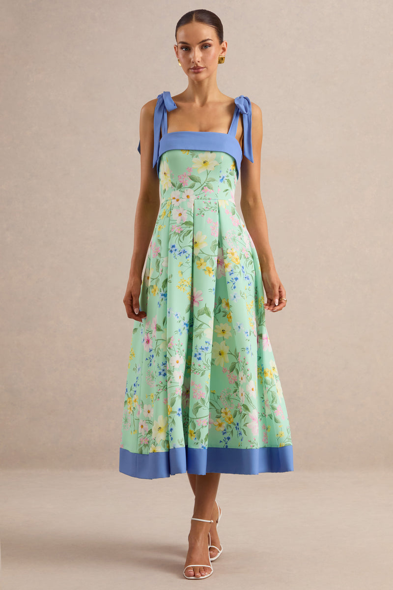 ECM_HR_CL138562032 - Marlisa | Mint Floral Print Square-Neck Midi Dress With Bow Straps 0.jpg