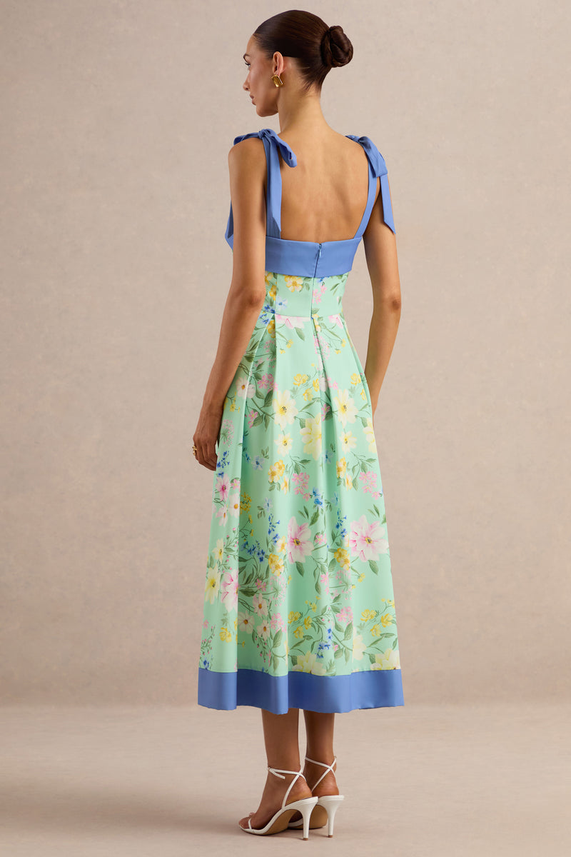ECM_HR_CL138562032 - Marlisa | Mint Floral Print Square-Neck Midi Dress With Bow Straps 5.jpg