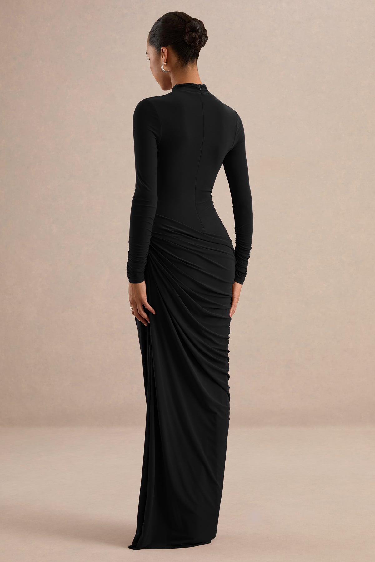 ECM_HR_CL138809001 - Zelara Black High-Neck Maxi Dress With Draped Detailing5.jpg