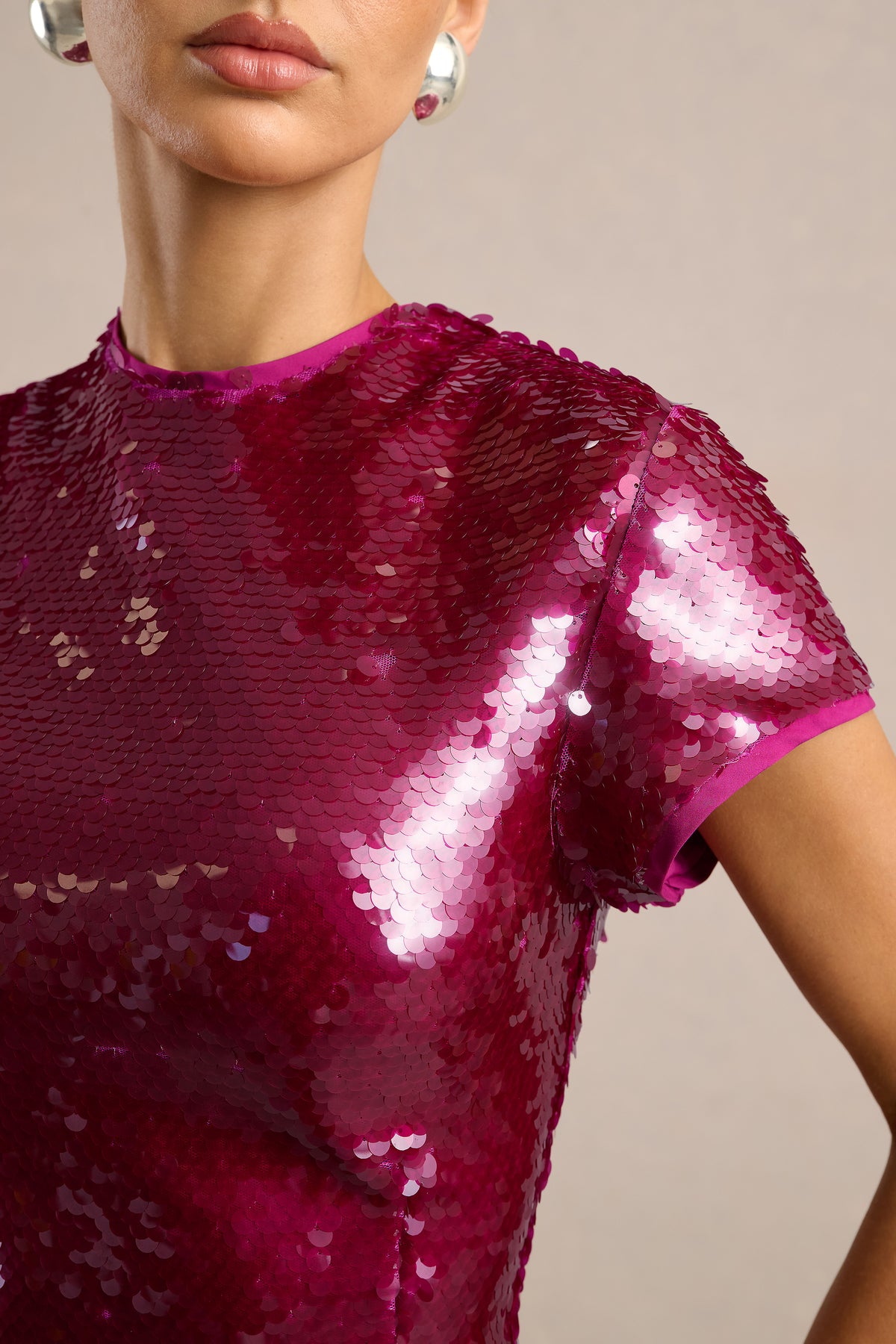 ECM_HR_CL138878080 - Ashlyn _ Hot Pink Sequin High Neck Short Sleeve Mini Dress With Feather Detailing4.jpg