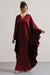 Alohi | Robe Maxi Évasée en Satin Baies avec Cape et Décolleté Plongeant