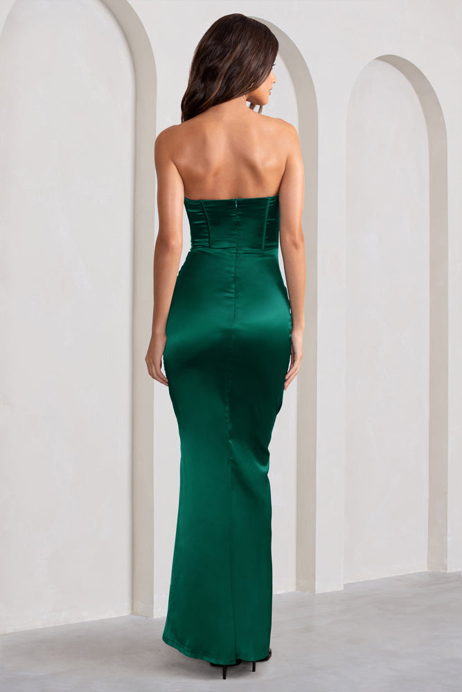 Robe Bustier Robe Verte En Soie Sensual Notes Robe Longue