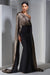 Alura | Robe longue noire et dorée cape asymétrique