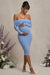 Patiently Waiting | Robe mi-longue de grossesse bleu clair a col bateau