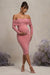 Patiently Waiting | Robe mi-longue de grossesse rose poudre a col bateau