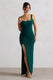 Kate | Robe longue vert bouteille à encolure carrée avec dos plongeant et fente sur les côtés