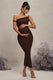 Salome | Robe mi-longue de maternité marron à encolure asymétrique torsadée