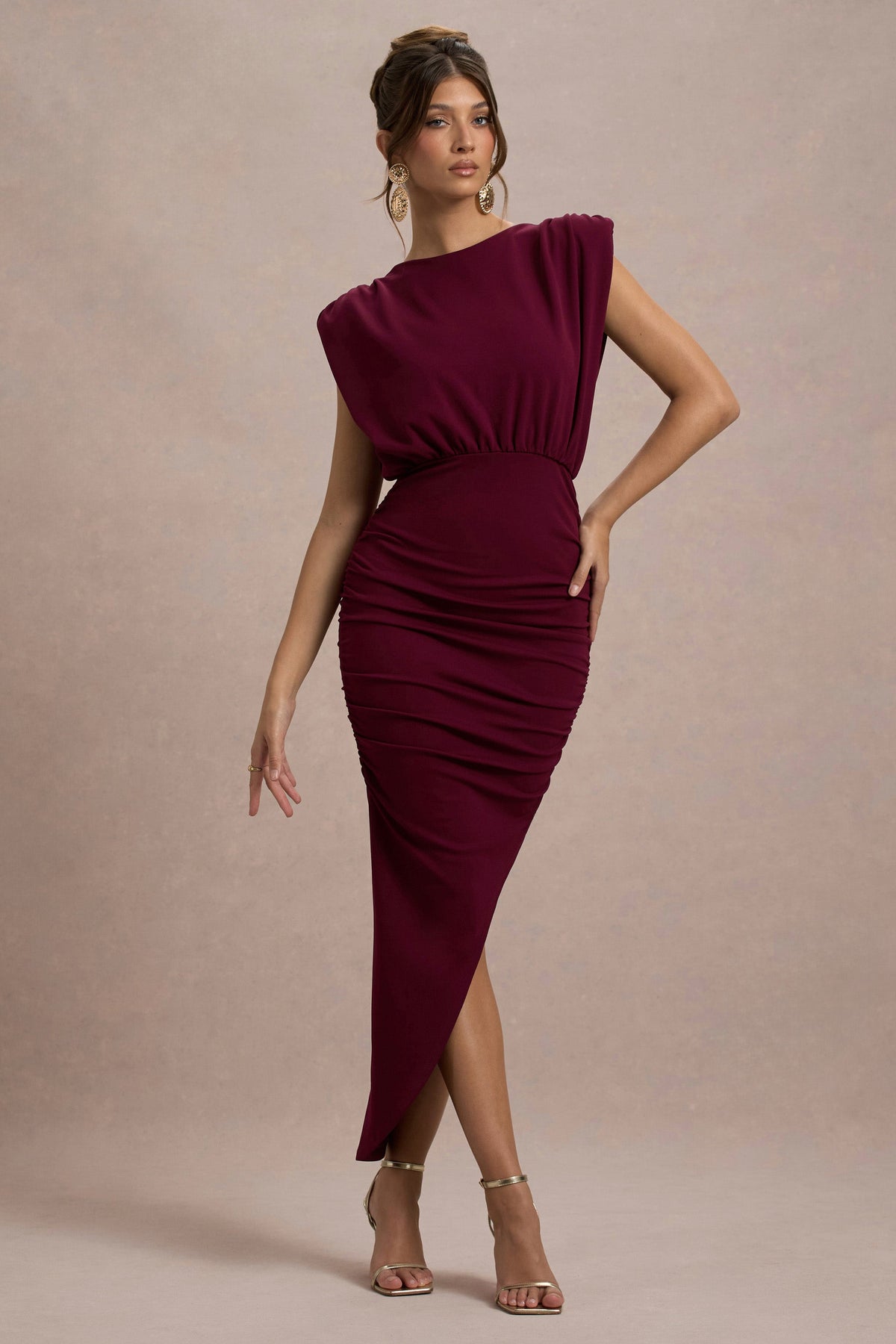 Jennifer | Robe longue violette sans manches longueur asymétrique