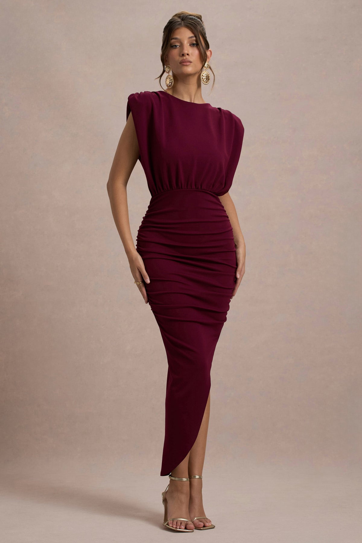 Jennifer | Robe longue violette sans manches longueur asymétrique