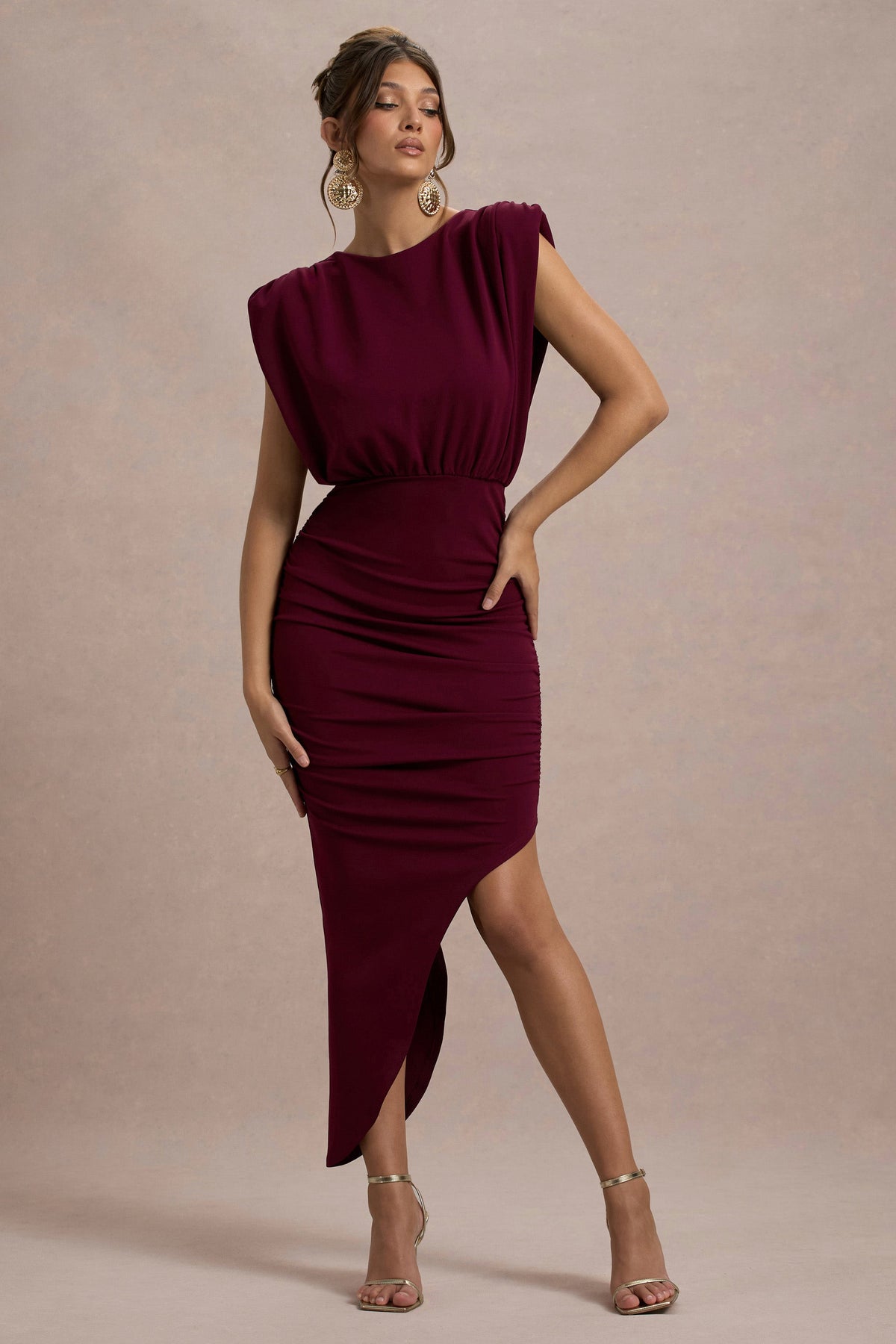 Jennifer | Robe longue violette sans manches longueur asymétrique