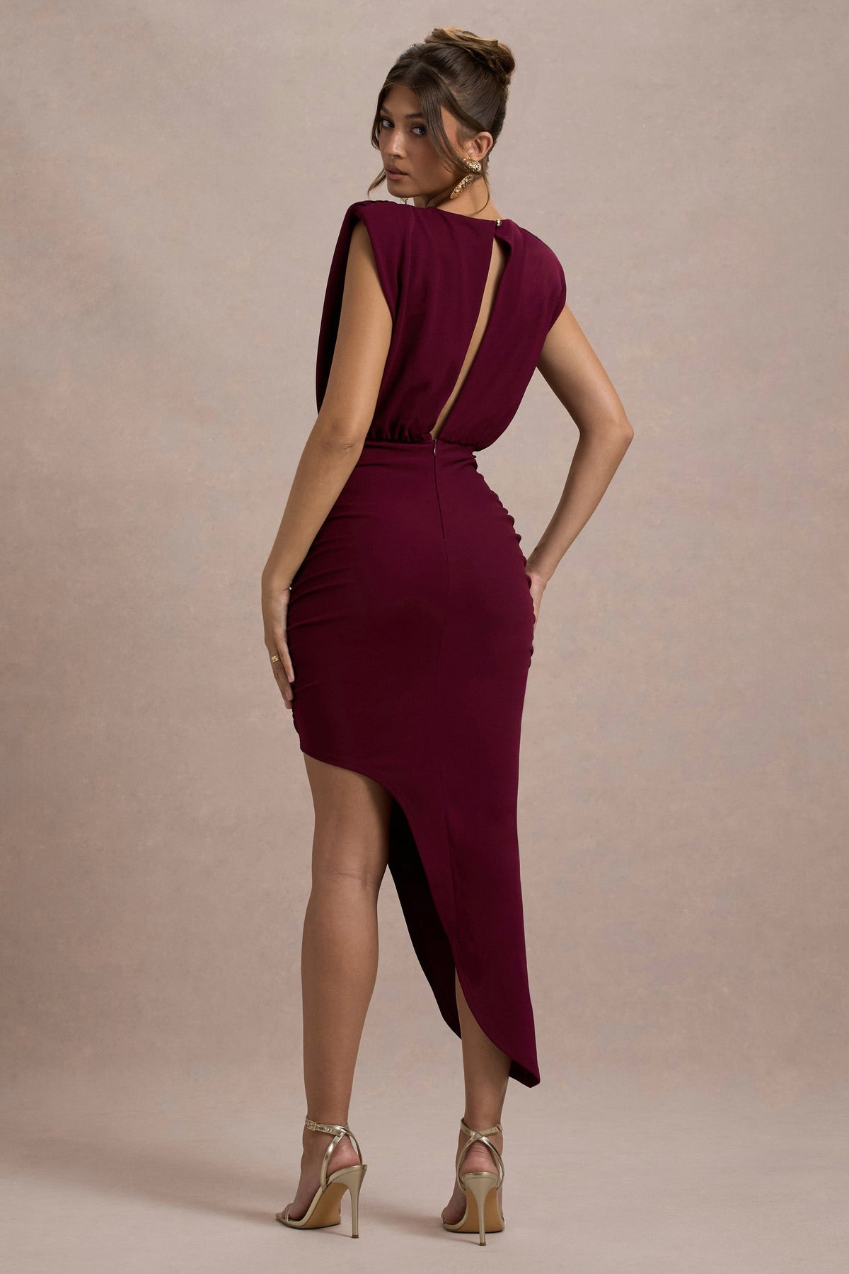 Jennifer | Robe longue violette sans manches longueur asymétrique
