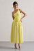 Sorbet | Robe longue plissée asymétrique en popeline citron