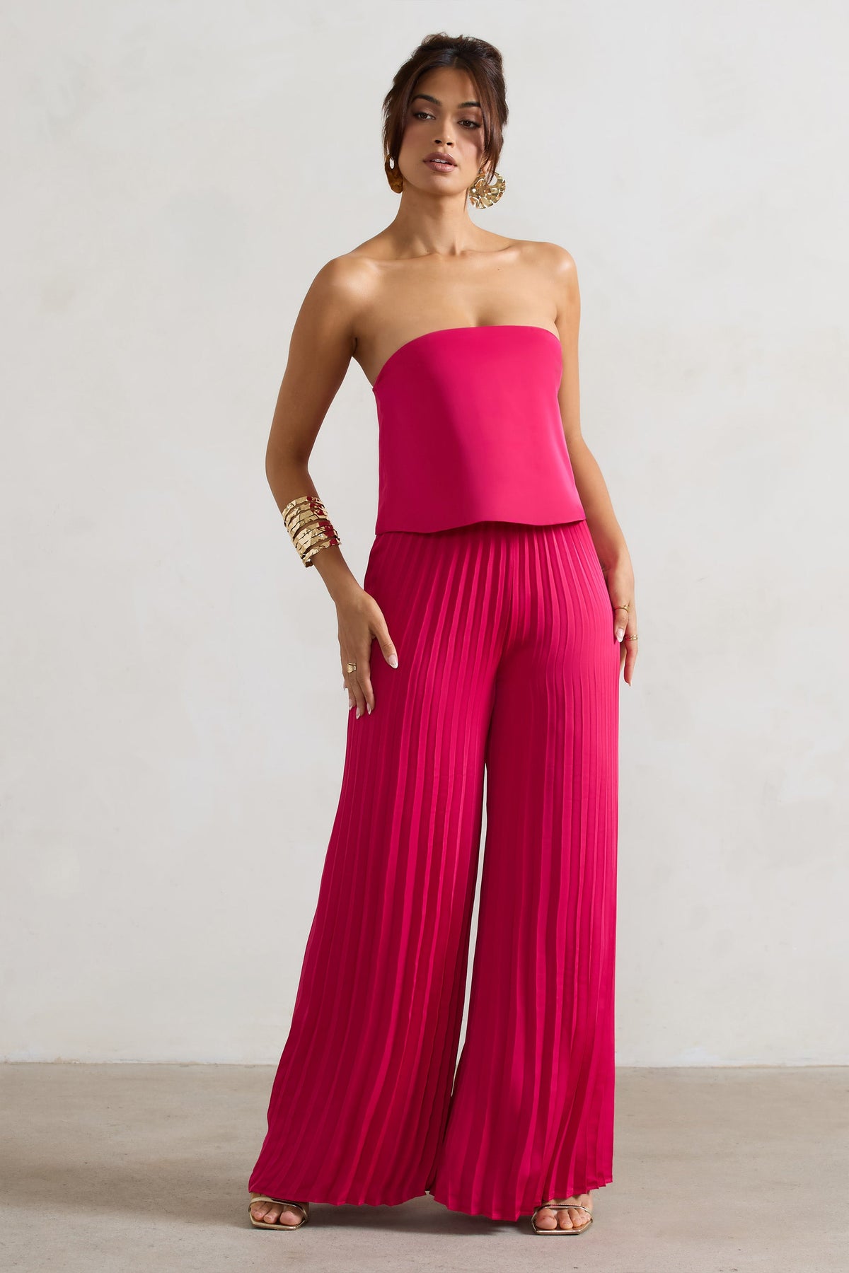 Combinaison Femme Sans Manches à Jambes Larges - Col En V, Taille Plissée - En Viscose/polyester/élasthanne - Pour Vacances, Bureau, Soirée - 9