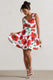 Alia | Mini-robe à imprimé coquelicot décolleté arrondi avec ourlet à volants volumineux