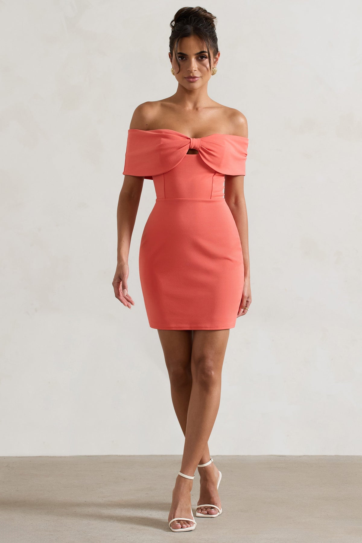 Coral bardot dress outlet