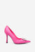 Lawless | Escarpins rose fushia à bout pointu et broche en diamants