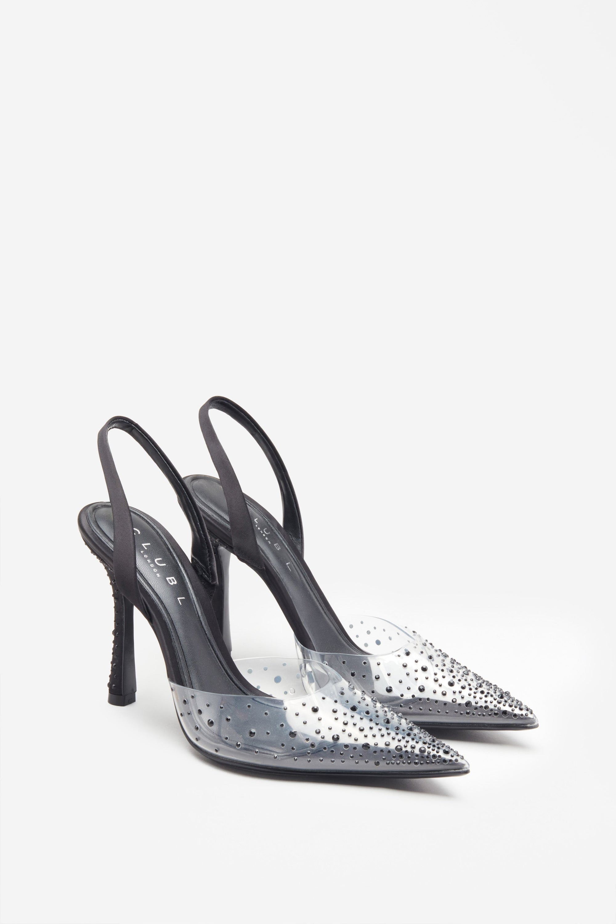 Covergirl | Talons aiguilles noirs fermeture à l'arrière avec strass