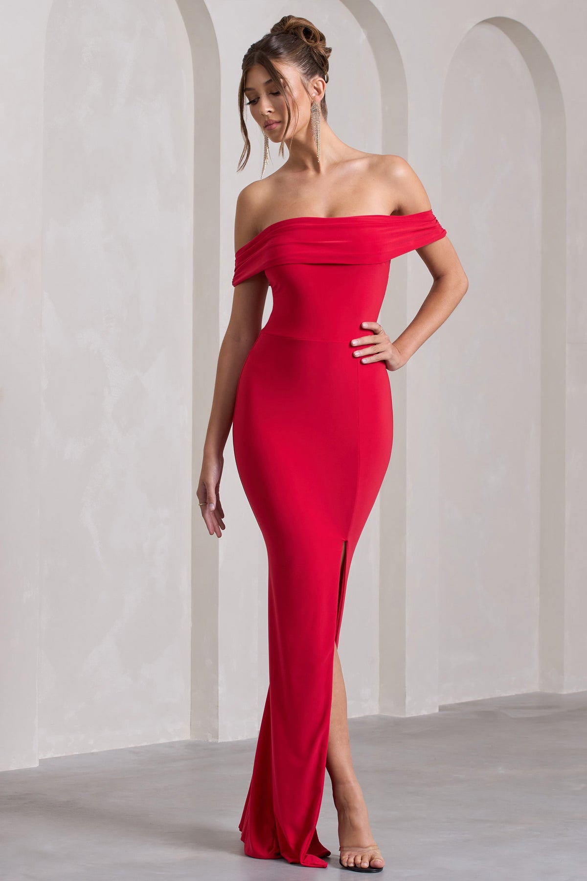 WB_CL124662004-LawofAttractionRedBardotDrapedSplitMaxiDress3