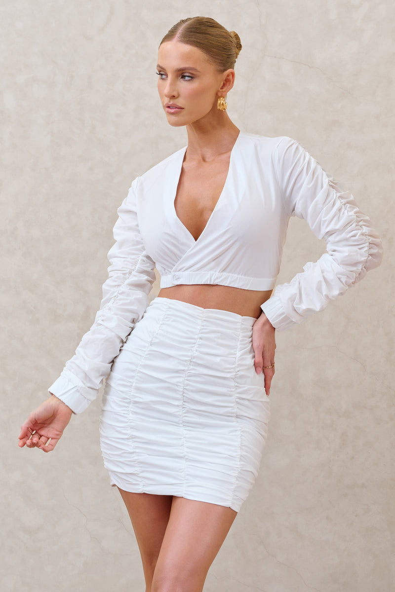 Break Of Day | Mini jupe blanche avec fronces
