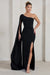 Romi | Robe longue asymétrique noir à motif torsadé