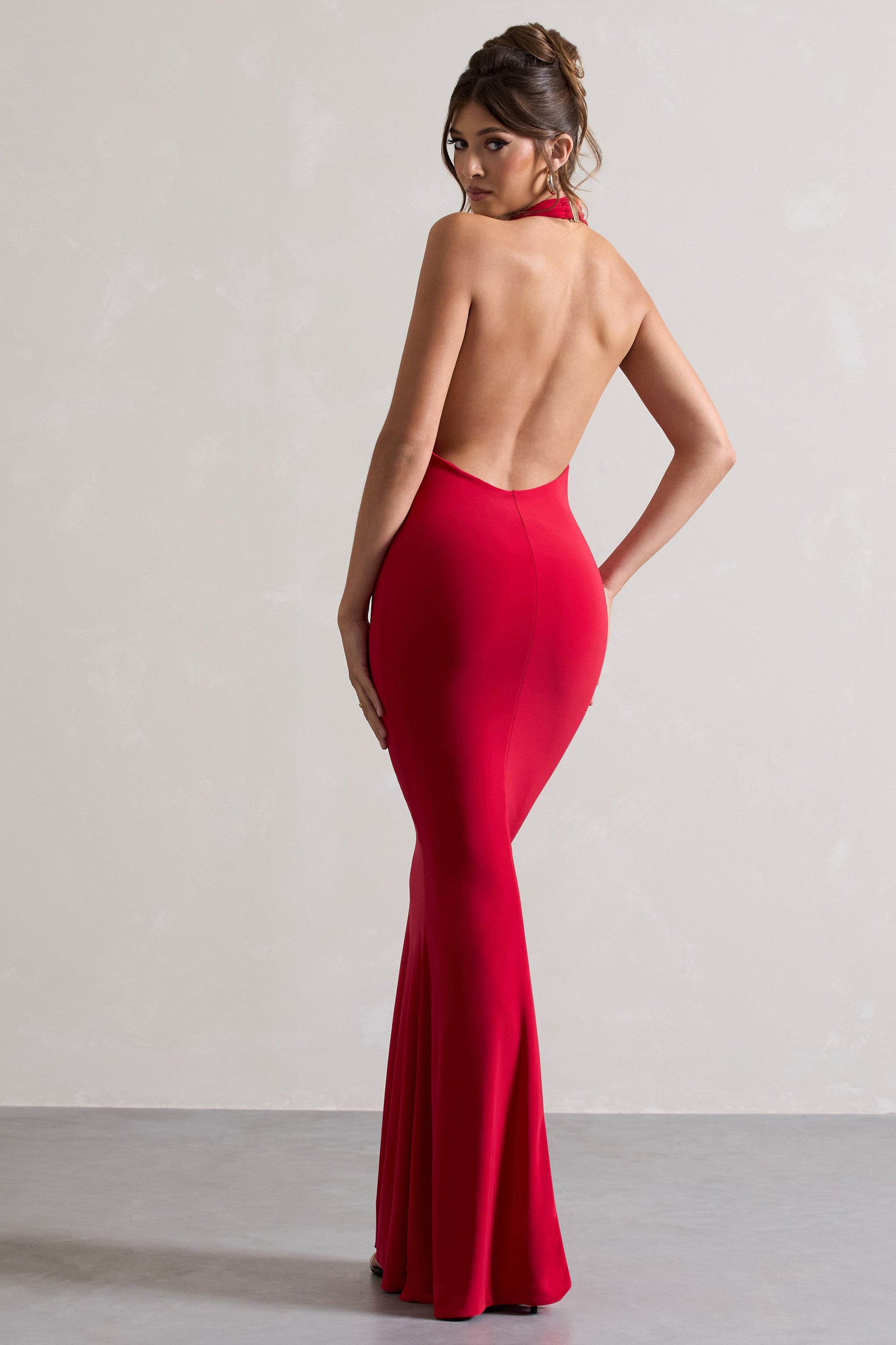 Milani | Robe longue à col bénitier rouge et dos nu