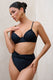 High Tide | Bas de bikini noir taille haute torsadé sur le devant