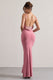 Francoise | Robe longue rose poudré à col bénitier et dos nu avec dentelle