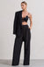 Raina | Pantalon noir taille haute à jambes larges et plissé