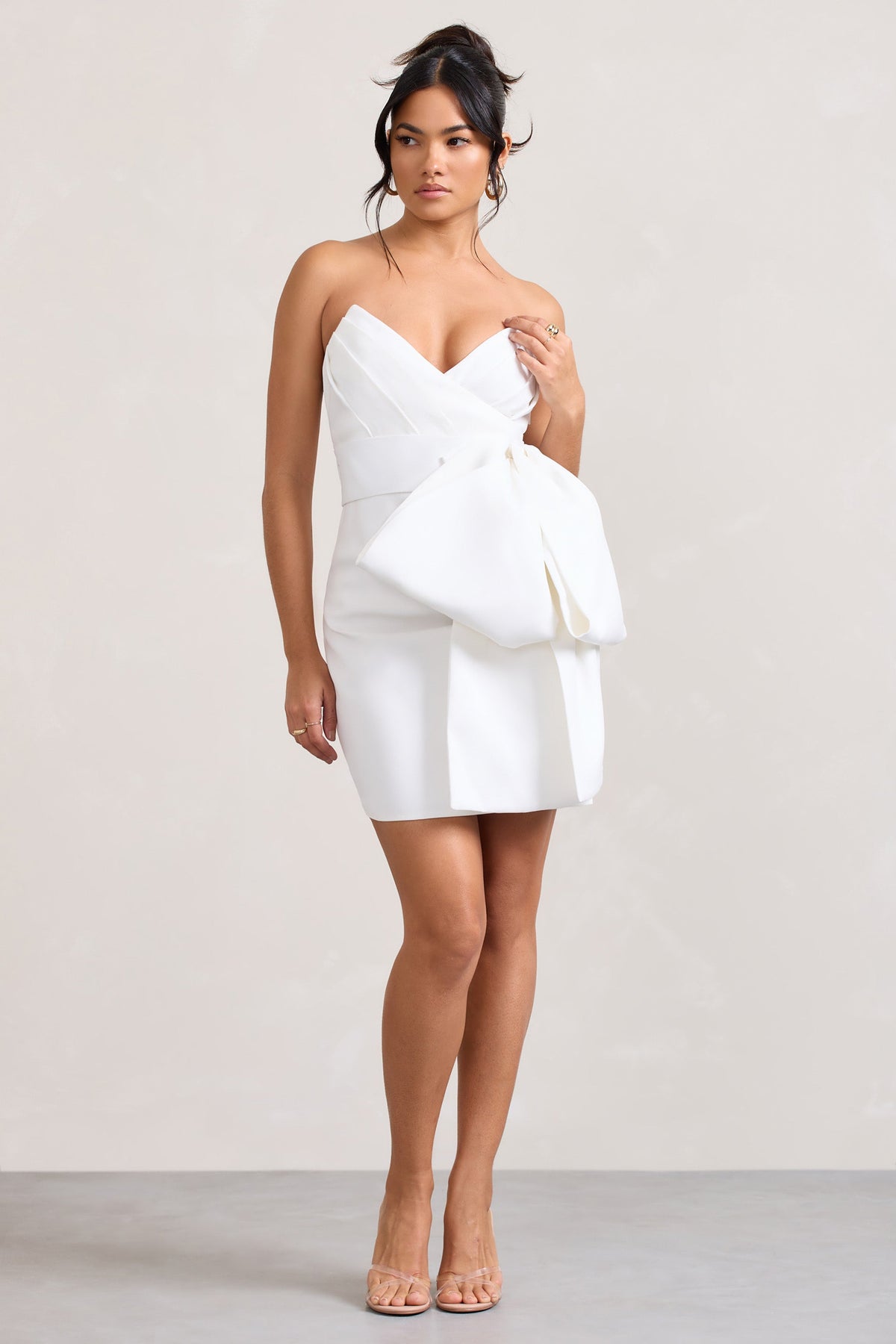 Winner | Mini-robe blanche à bandeau et noeud surdimentionné