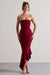 Sandy | Robe longue rouge bordeaux sans manches asymétrique à corset
