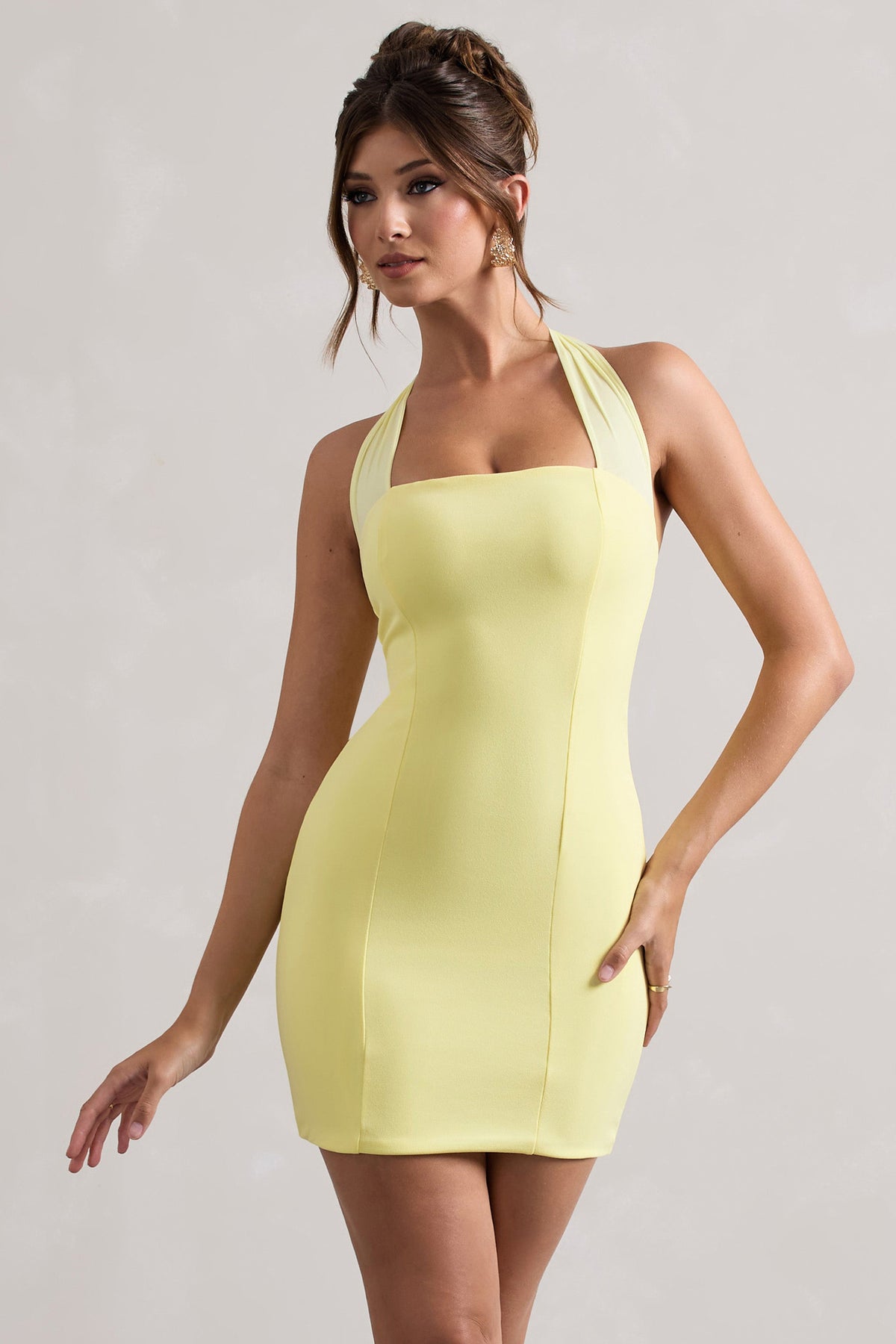Soul | Mini-robe moulante jaune citron à dos nu