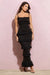 Lauren | Robe longue en broderie noire froncée à bretelles