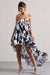 Whistler | Robe longue chiffon monochrome floral décolleté bandeau et froncée