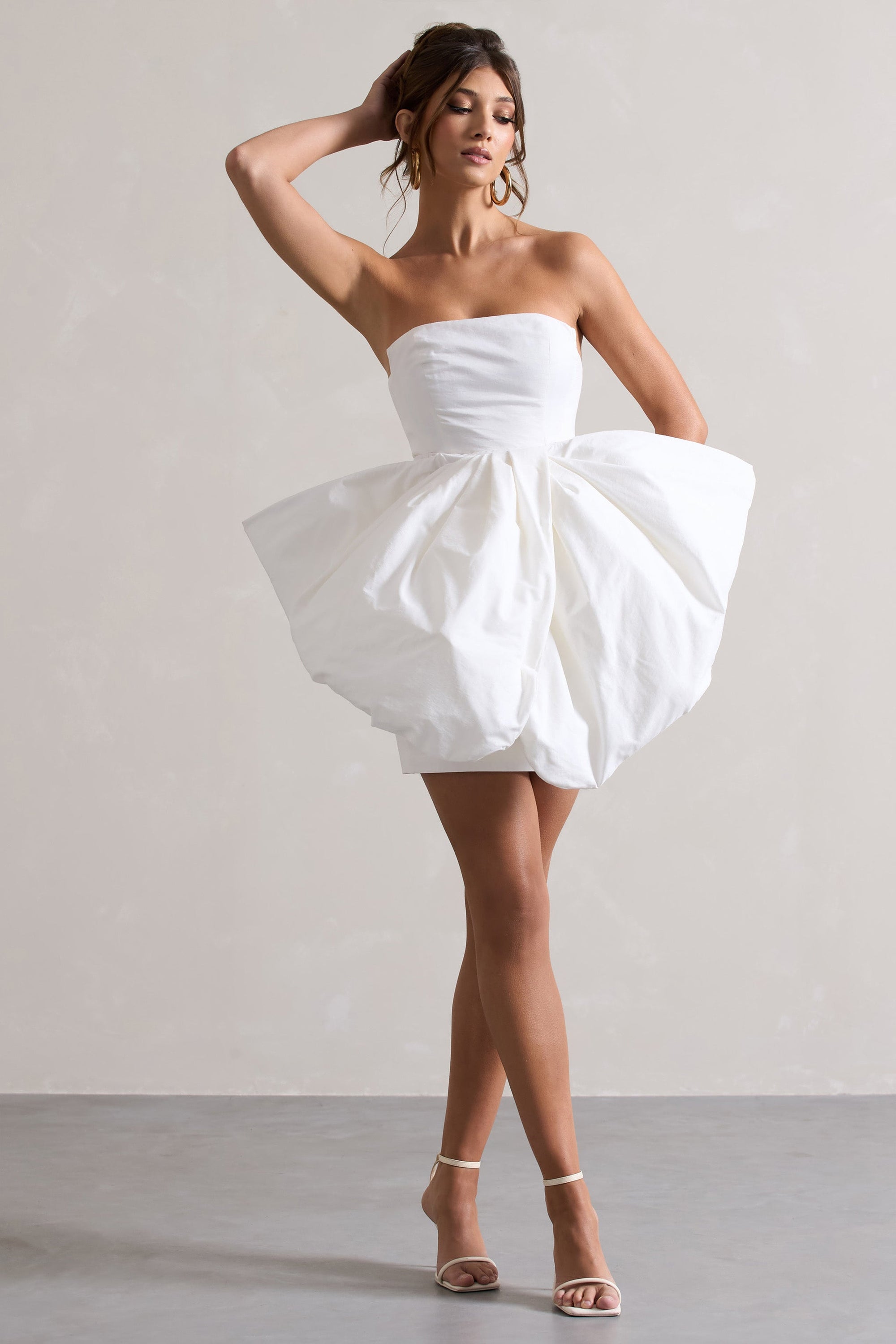 Bladen | Mini-robe crème encolure bandeau et noeud détachable