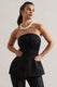 Century | Corset en satin noir sans bretelles et bouton de fermeture