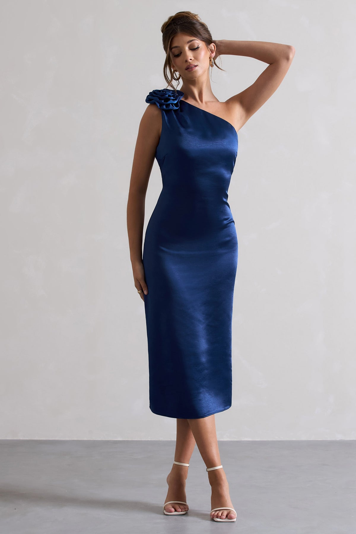 Robe satin bleu nuit cheap