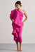 Polo | Robe mi-longue moulante asymétrique rouge avec volants