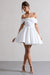 Snowfall | Mini-robe blanche à encolure bardot et noeud